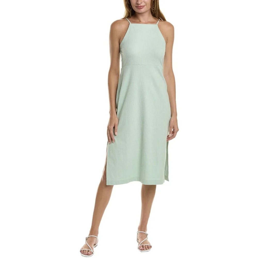 NWT Madewell green mint crosshatch‎ texture knee-length apron cami dress size L